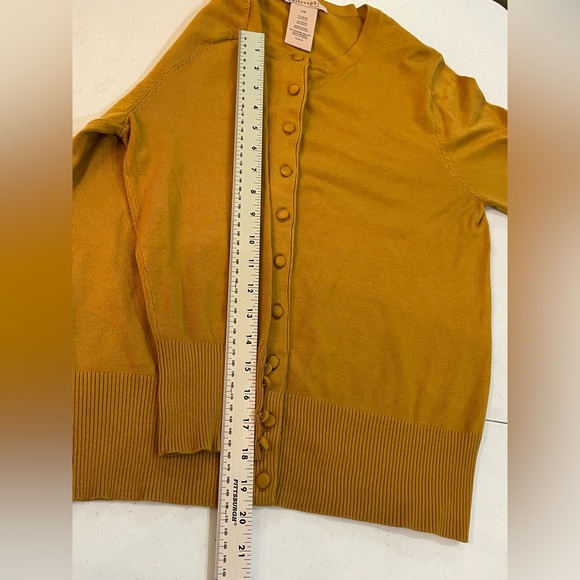 Philosophy Cardigan Gold Scoop Neck Button Front 3/4 Sleeves Knit Sz Large - Picture 9 of 11